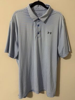Under Armour Men’s Light Blue & White Striped Polo